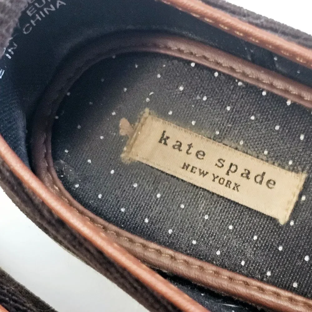 Kate Spade Slip On Sneakers Womens 7.5‎ Brown Corduroy Designer Casualwear Shoes